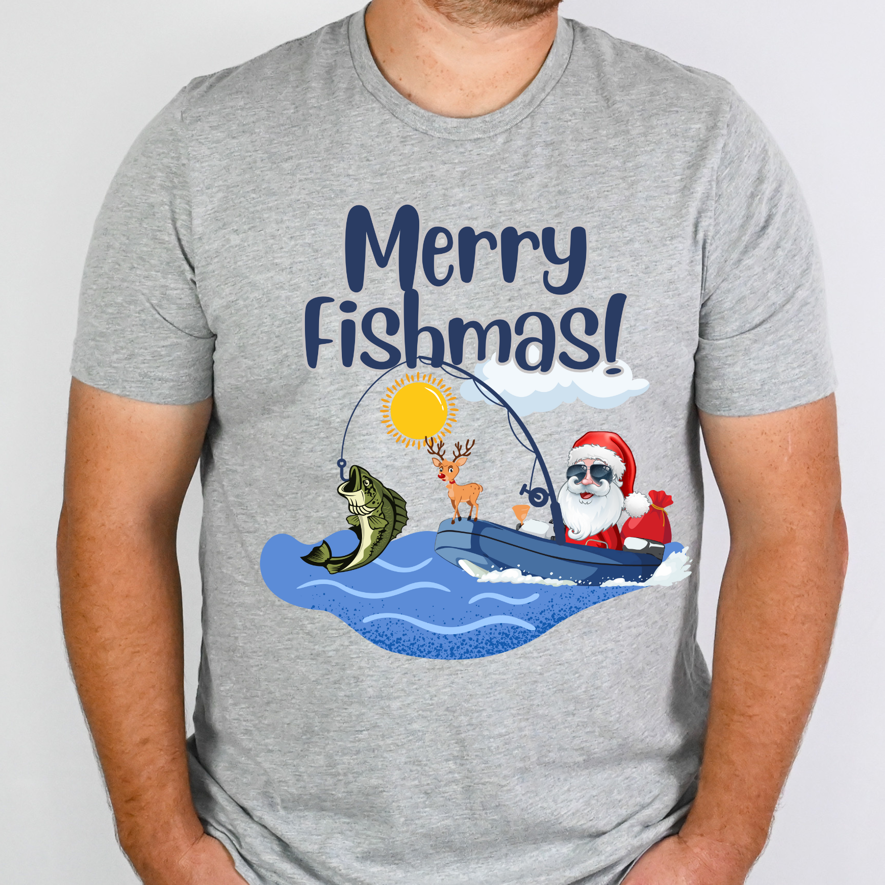 Holiday T-shirt Fishing Funny Christmas Shirt